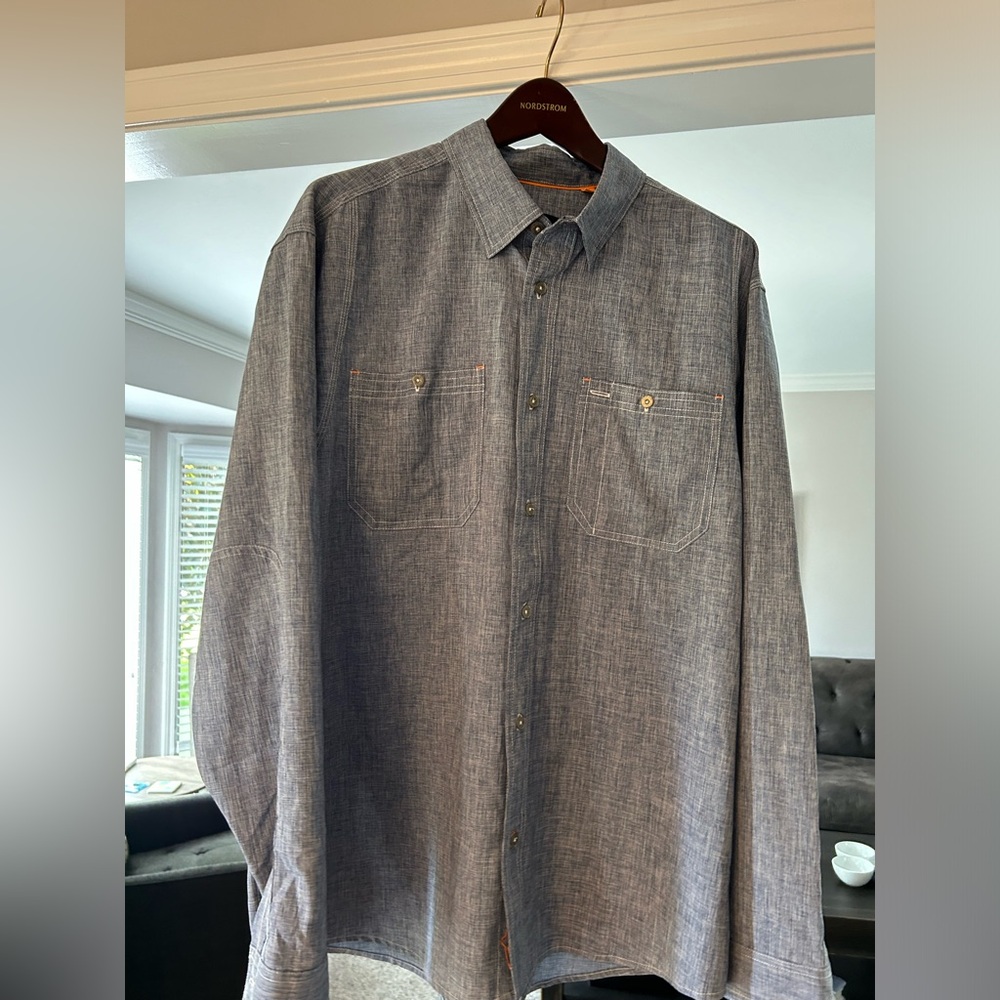 Orvis blue button down dress shirt size large. Great Father’s Day gift!